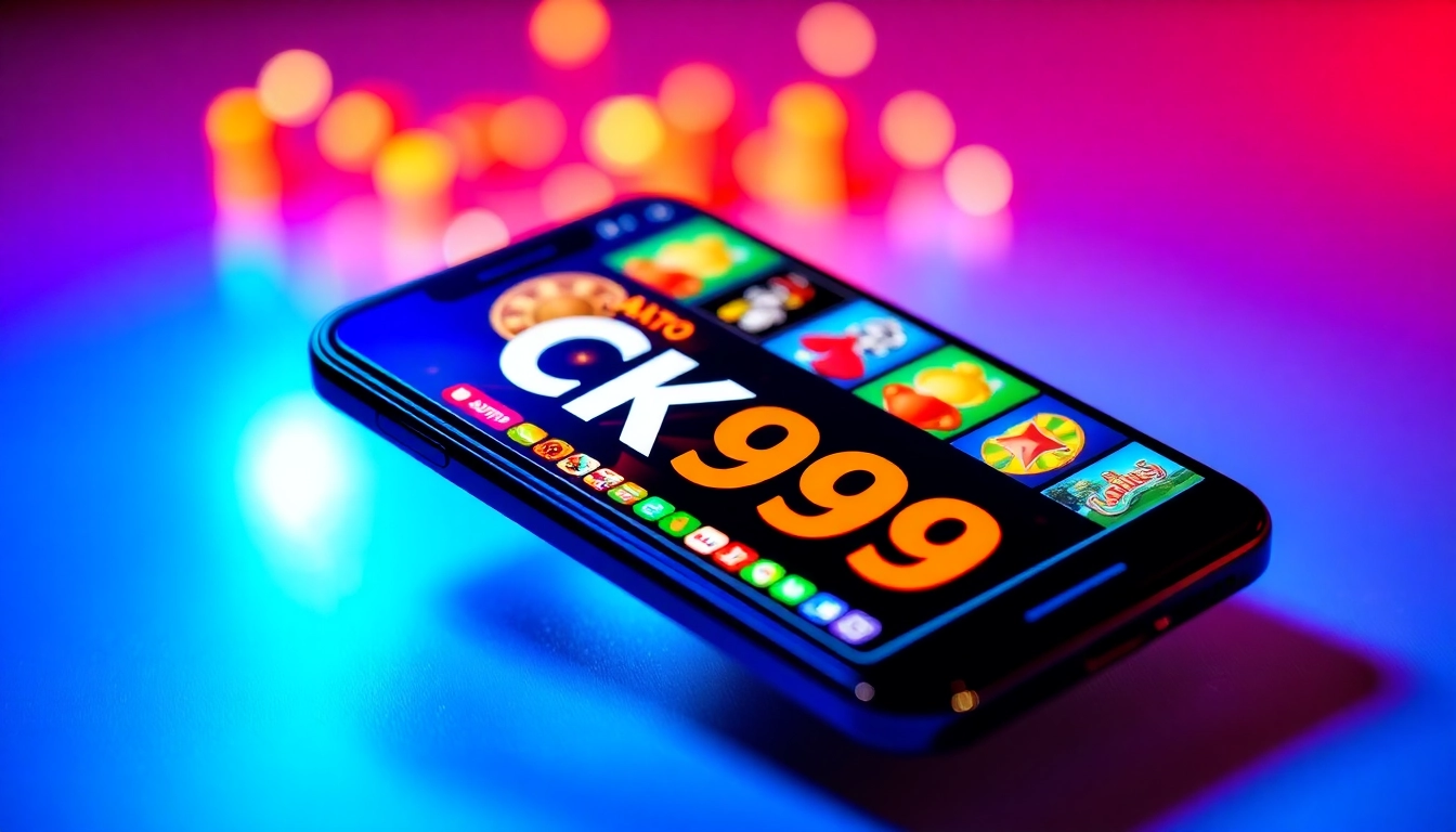 Screenshot of the ck999 app showcasing casino games on a mobile device, emphasizing user engagement and sleek design to attract players.