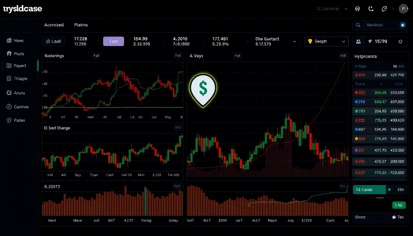 AICoin platform displaying real-time crypto market charts with secure trading features, emphasizing global market insights and user-friendly interface.