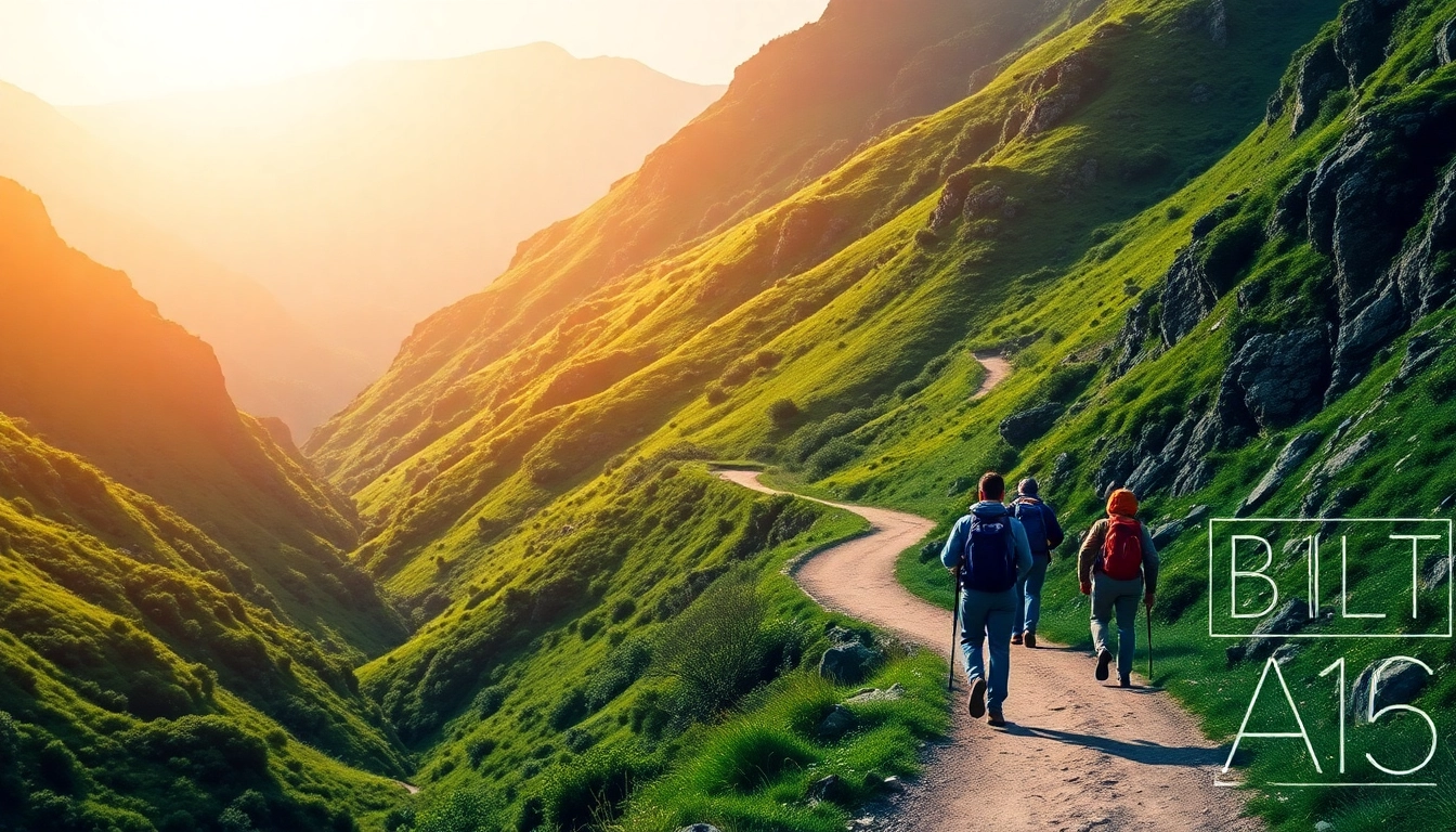 A hiker enjoying a trail in lush mountains, highlighting outdoor activities associated with a hike in nature.