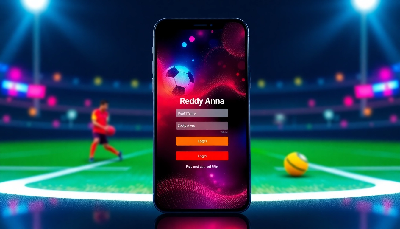 Reddy Anna Login page displayed on a smartphone screen with sports and casino icons, highlighting fast access to online betting features for users.