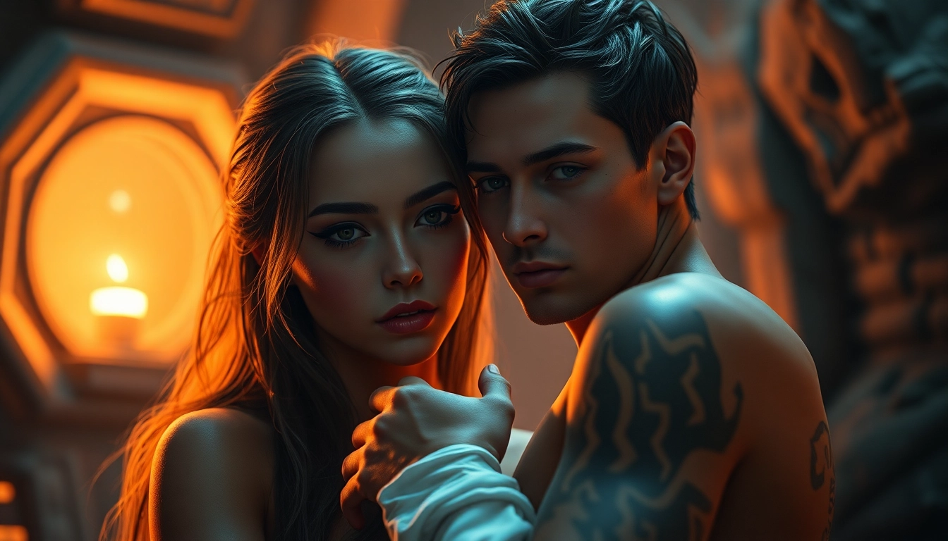 Showcase of a realistic NSFW AI generator creating detailed, expressive adult characters with lifelike textures and mood-enhancing lighting.