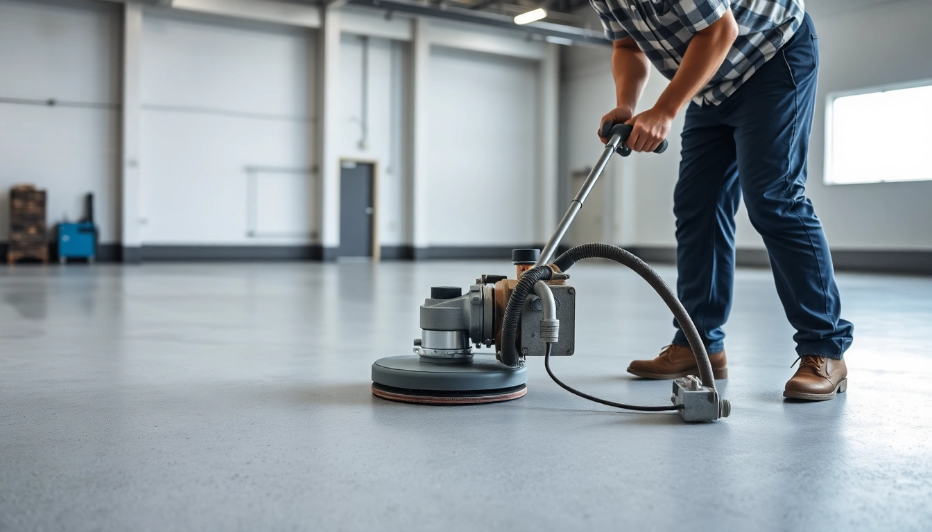 Experienced floor preparation Birmingham specialist leveling concrete with diamond grinding to
