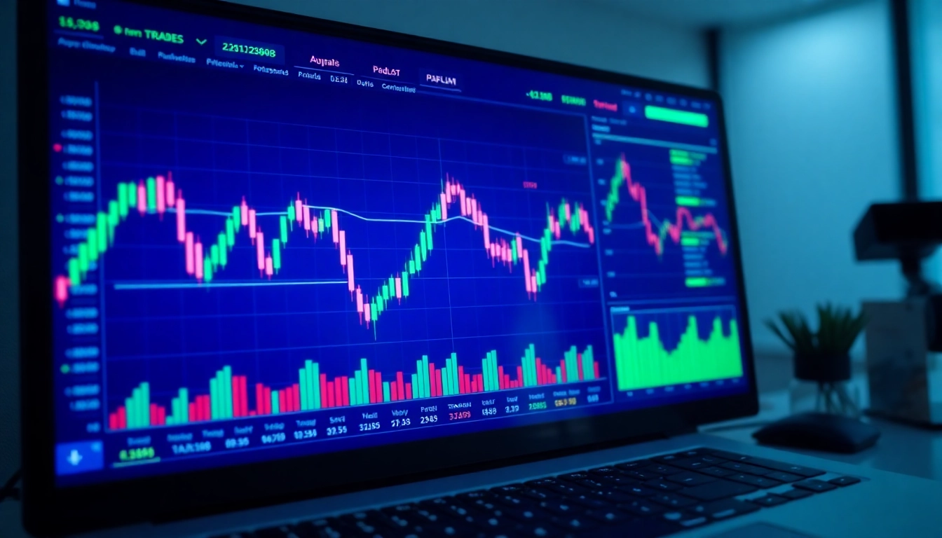 Trading view platform displaying dynamic charts and trading data for active investors